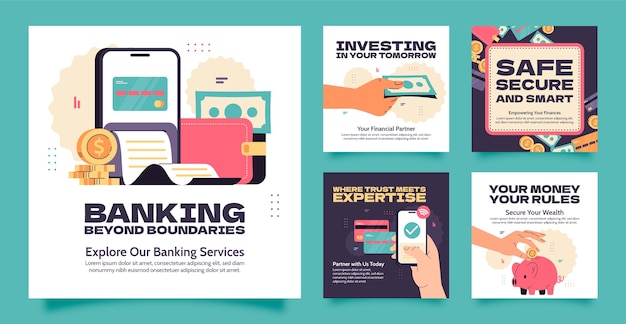 Free vector banking instagram post