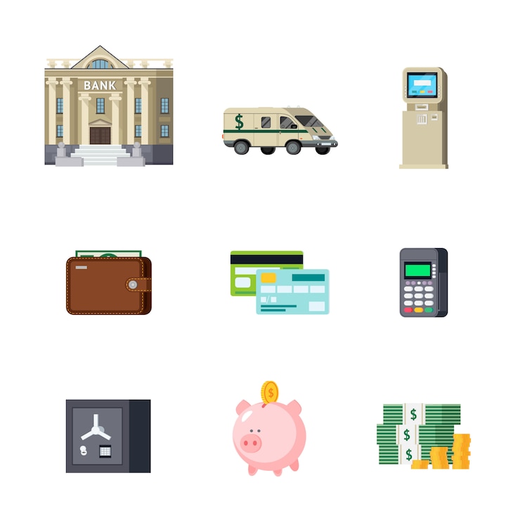 Free Vector banking orthogonal elements set