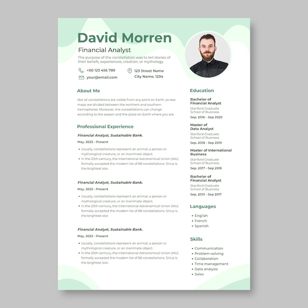 Banking resume template design