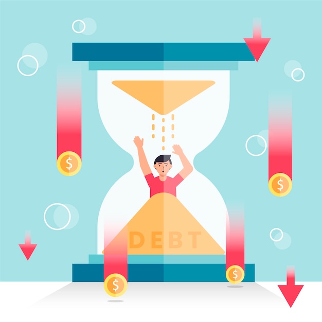 Bankruptcy concept with man in hourglass