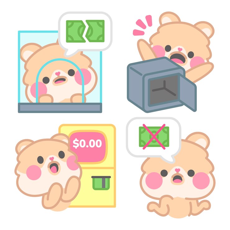 무료 Vector 햄스터 김치와 함께 파산 스티커 수집