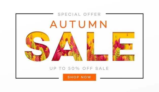 Free vector banner for autumn sale banner with frame from leaves.