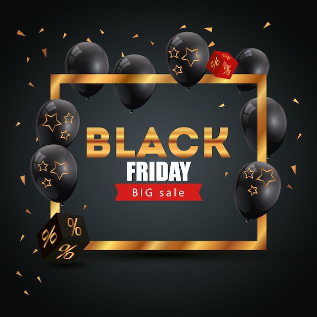 Free vector banner black friday poster with big offer lettering