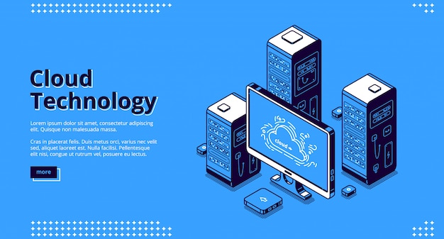 Free vector banner of cloud technology