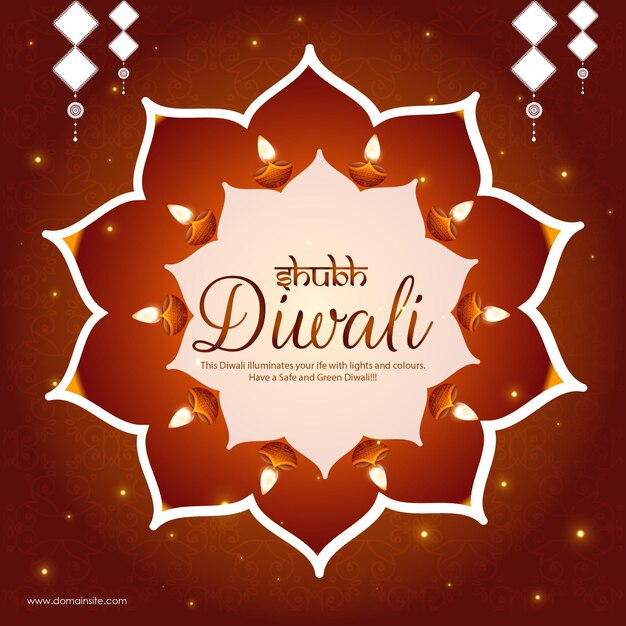 Banner design of festival of lights happy diwali indian festival template