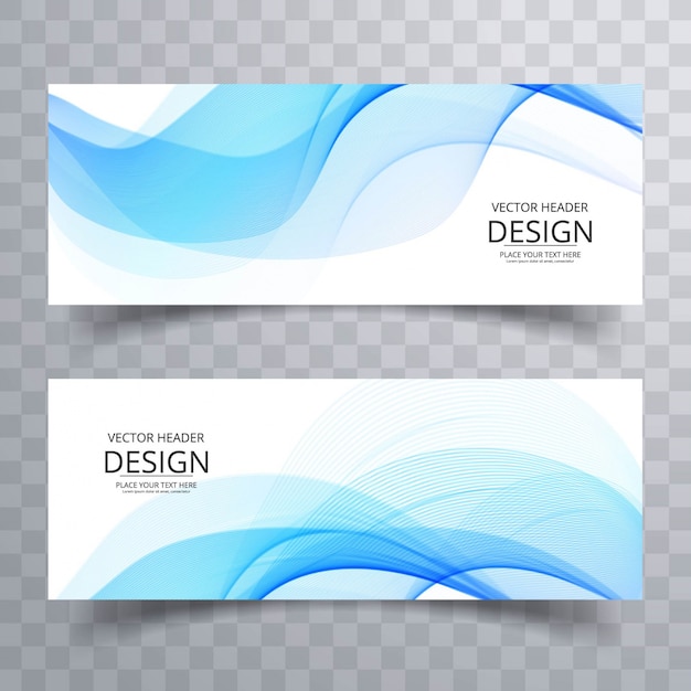 Banner design with blue wavy shapes