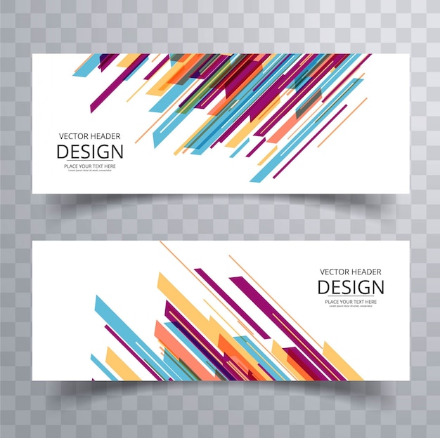 Free vector banner design with colorful stripes