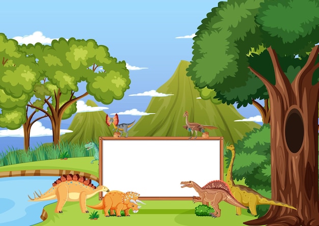 Vettore gratuito banner design con dinosauri