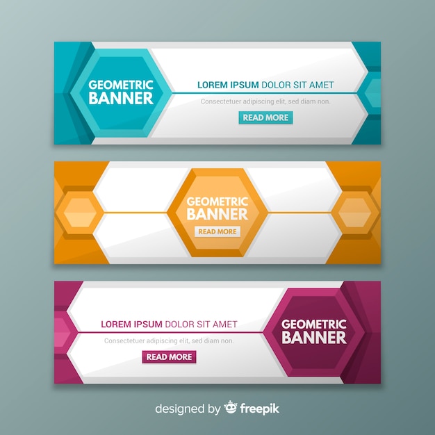 Free vector banner design with geometric shapes