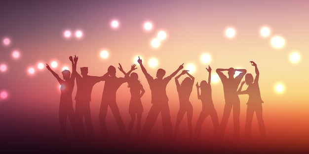 Free vector banner design with silhouettes of people dancing