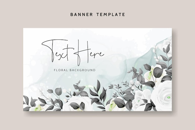 Free vector a banner for a floral background with the words text here.