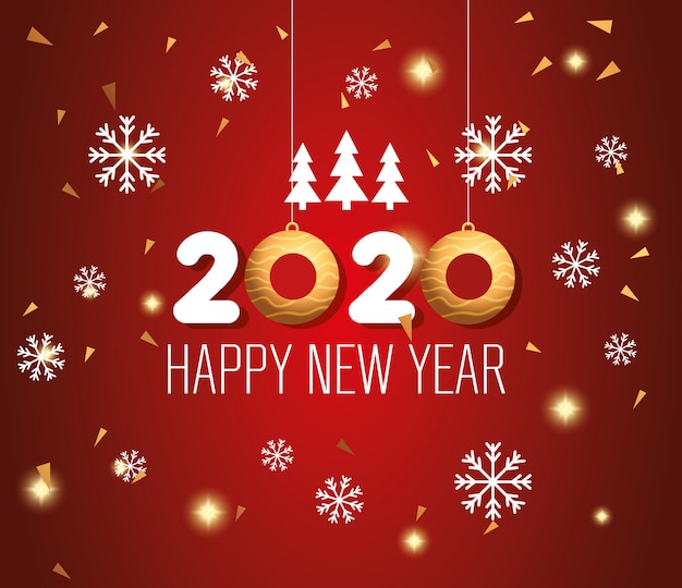 Free vector banner of happy new year 2020 with decoration