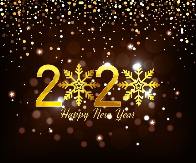 banner of happy new year 2020 with snowflakes   