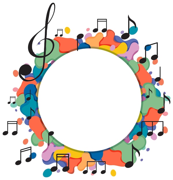 Banner music notes colourful on white background