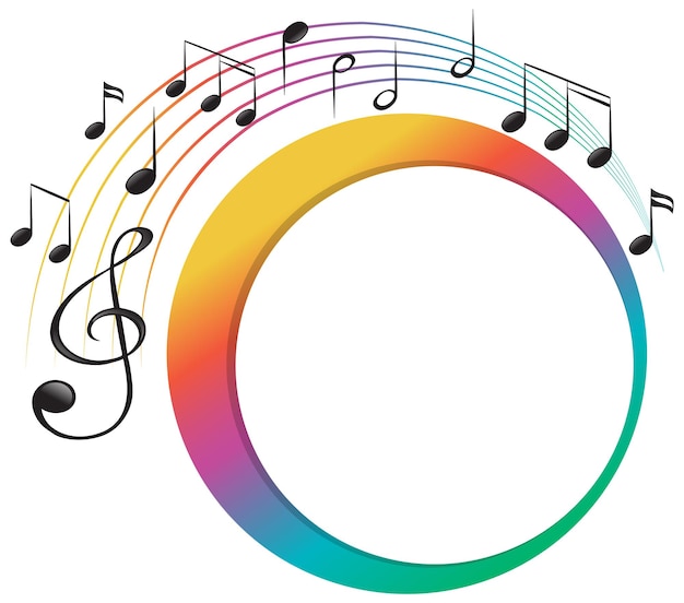 Free vector banner music notes colourful on white background