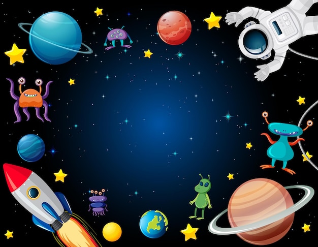 Free vector a banner outer space scence background