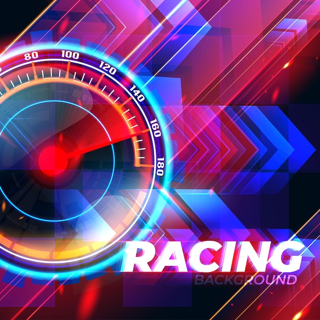 Free vector banner speed motion background with fast speedometer car racing velocity background