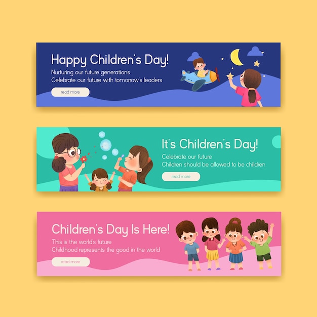 Banner template with children's day concept design