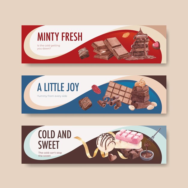 Modello di banner con inverno al cioccolato