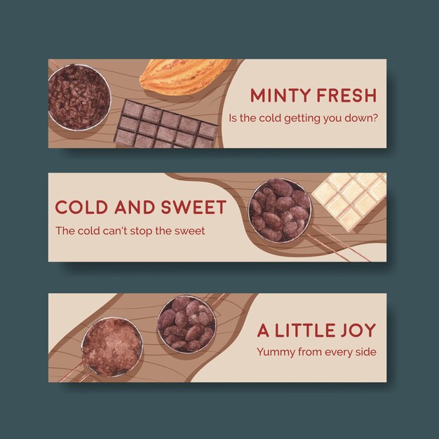 Free vector banner template with chocolate winter