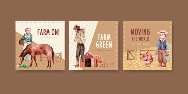 Free vector banner template with farm organic concept design   watercolor   illustration.