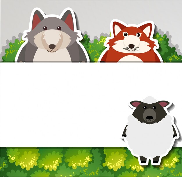 Banner template with fox and sheep