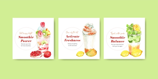 Free vector banner template with fruits smoothies concept