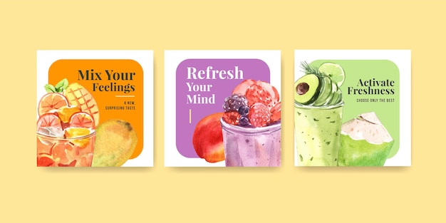 Banner template with fruits smoothies
