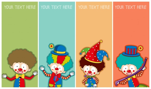 Banner template with happy clowns