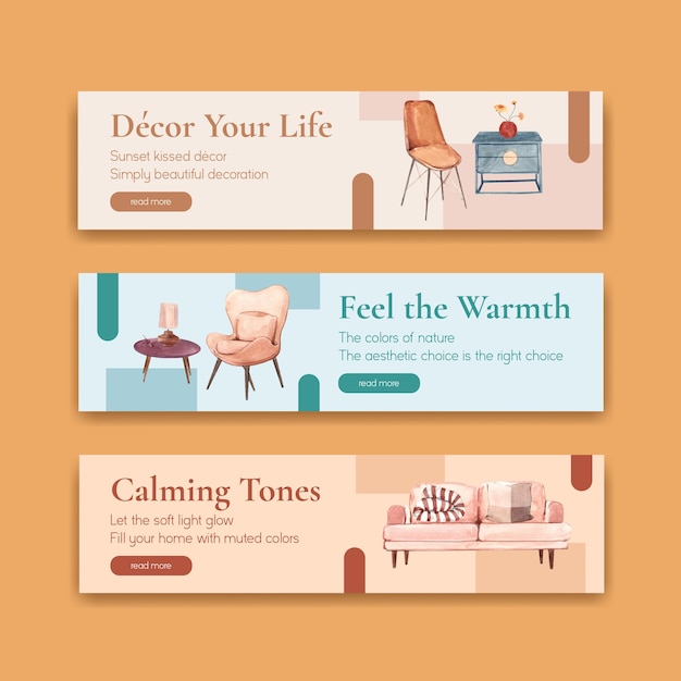 Free vector banner template with terracotta decor