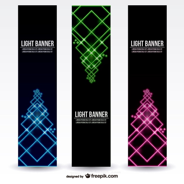 Free vector banner templates with neon lights