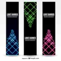 Free vector banner templates with neon lights