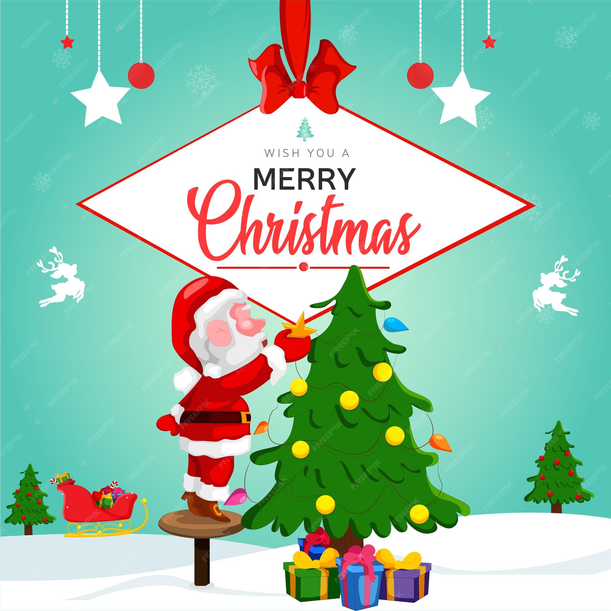 Premium Vector  Banner of wish you a merry christmas template design Within Merry Christmas Banner Template