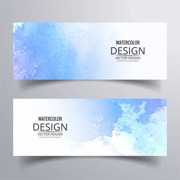 Free vector banner with blue watercolors