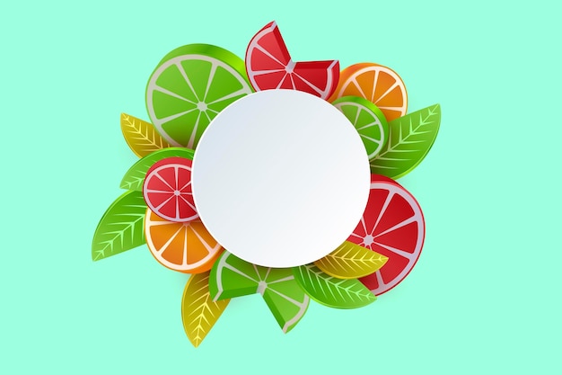 Banner with citric fruit in 3d