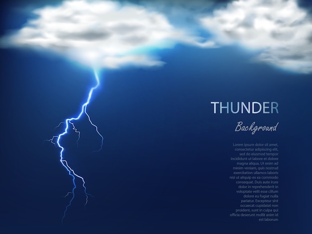 Free vector banner with clouds and charge of lightning