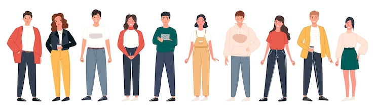 Free Vector banner with diverse happy people group standing together on white