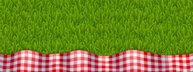 Banner With Gingham Tablecloth Top View Design