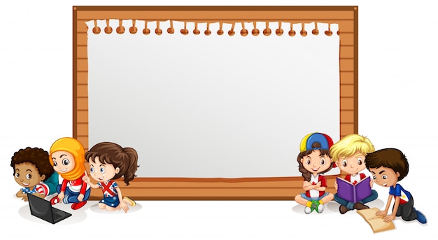 Free vector banner with many kids reading book