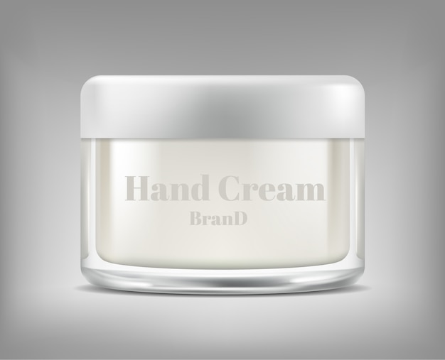 Free vector banner with realistic glass jar of cosmetic cream, bottle with moisturising mask