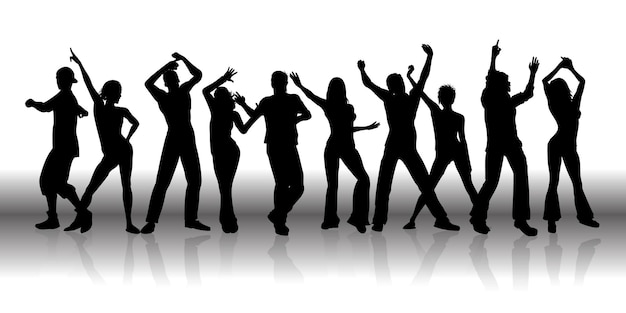 Free vector banner with silhouettes of people dancing