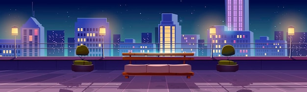 banner with Terrace on rooftop with city view at night