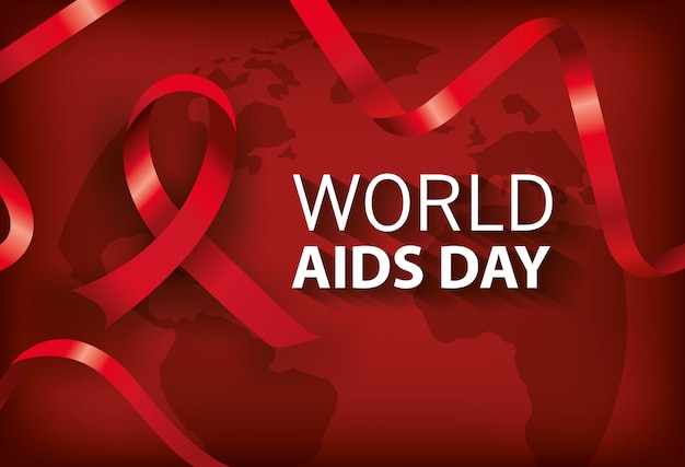 banner world aids day with ribbon   