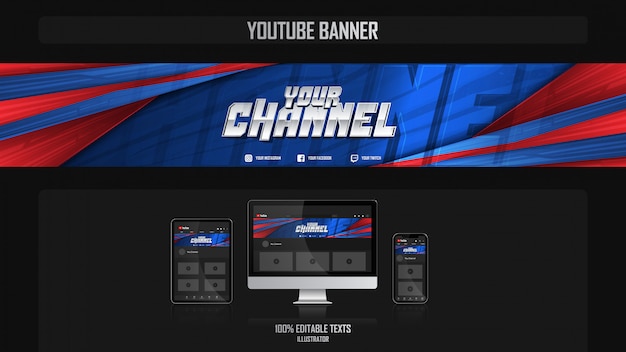 Premium Vector Banner For Youtube Channel With Cinematic Concept