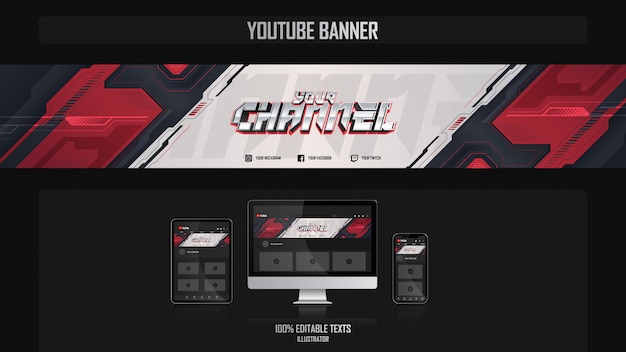 Banner for youtube channel with futuristic concept