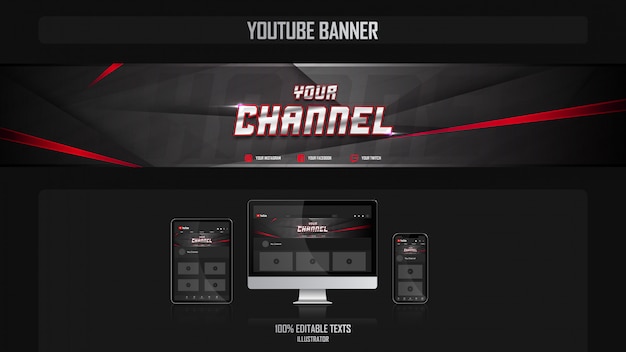 Banner for youtube channel with gamer concept