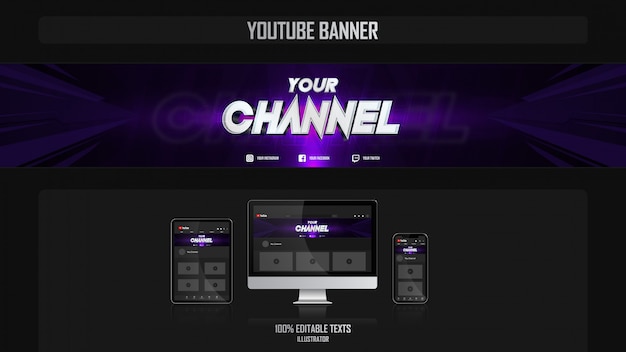 Premium Vector Banner For Youtube Channel With Gamer Concept Premium Vector Banner For Youtube Channel With Gamer Concept