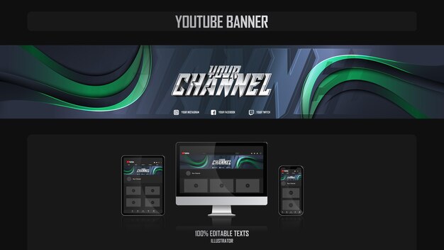 Premium Vector Banner For Youtube Channel With Fantasy Concept