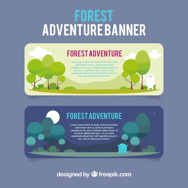 Free vector banners about forest adventure