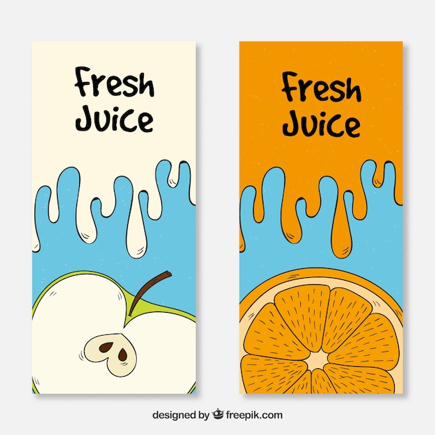 Free vector banners of apple and orange fruit juice